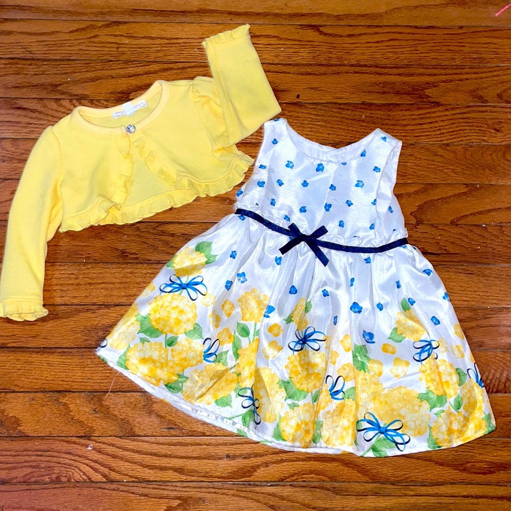 Nannette Baby Girls Dress And Cardigan Set